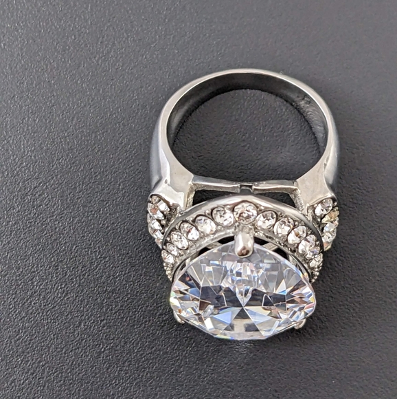 Huge Pear shaped CZ Stainless Steel Ring - Picture 7 of 11